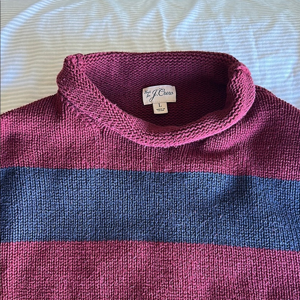 J. Crew Men's Burgundy and Navy Sweater